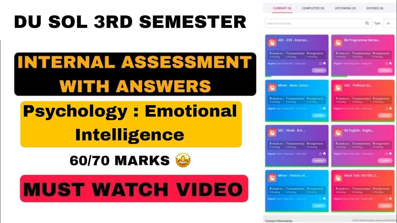 EMOTIONAL INTELLIGENCE | INTERNAL ASSESSMENT SOLUTIONS | DU SOL 3RD SEMESTER | DU SOL