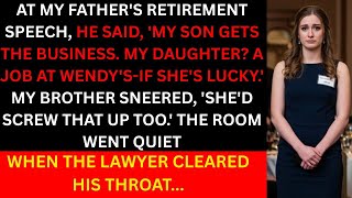 At Dad’s Retirement Party, He Said I’d Get Nothing — Then the Lawyer Took the Mic