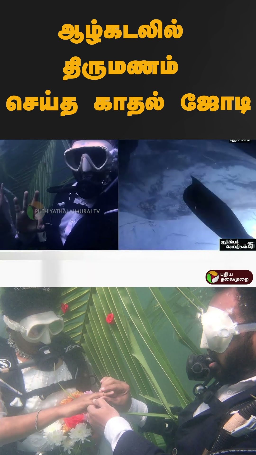 ஆழ்கடலில் திருமணம் செய்த காதல் ஜோடி | #shorts | #puducherry | #couples | #marriage