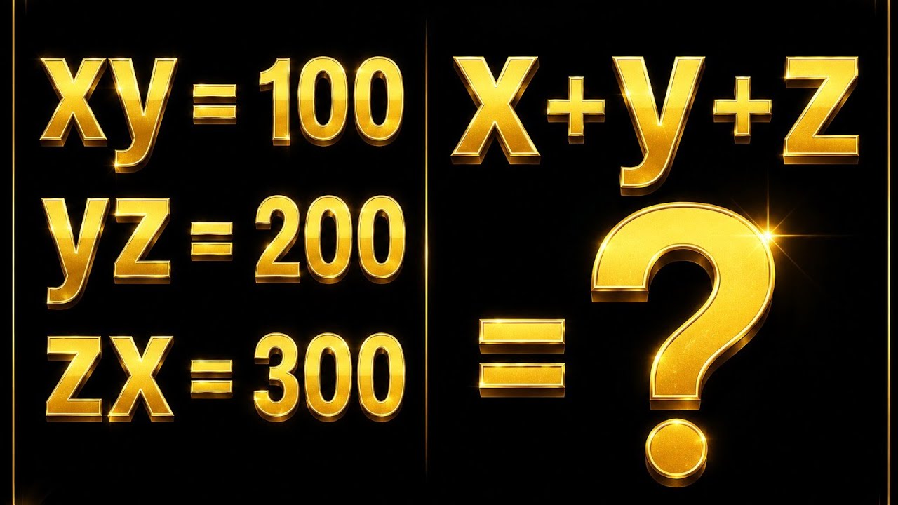 xy=100,yz=200,zx=300, then x+y+z=? #viralmaths #intrestingmaths