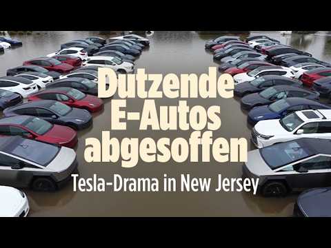Explosionsgefahr im Unwetter-Chaos! Tesla-Autos drohen Schäden in fünfstelliger Höhe!