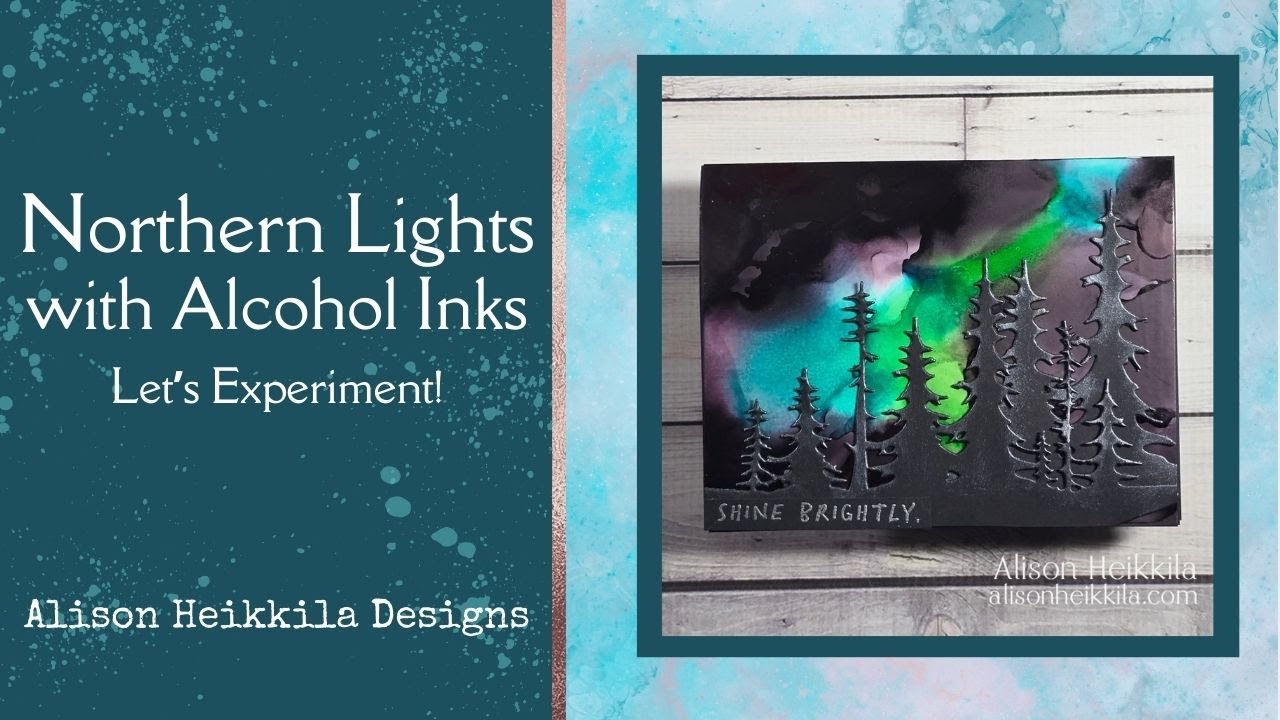 Северное сияние, раскрашенное спиртовыми чернилами