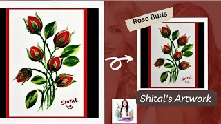 Easy and Simple Rose Buds | Rose Bud Acrylic Painting