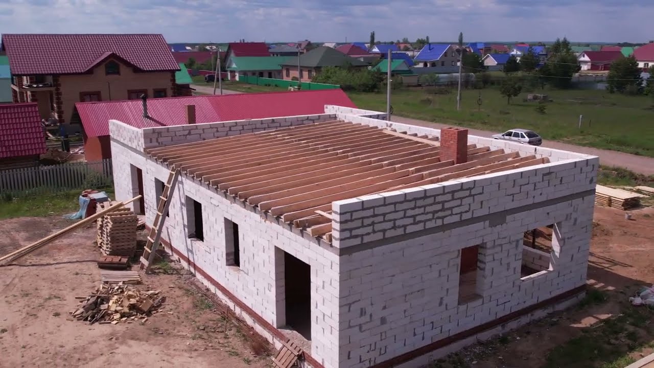 Строительство Одноэтажного Дома Из Газоблока Площадью 220 кв.м. Проект С Плоской Крышей