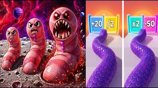Worm Race 🪃 VS SNAKE RUN 🐍 Gameplay Walkthrough screenshot 4