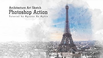 Architecture Art Sketch Photoshop Action Tutorial - Advanced