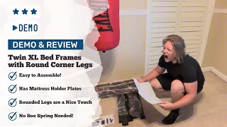 Demo and Review - FUIOBYVV Twin XL Bed Frame with Round Corner Edge Legs
