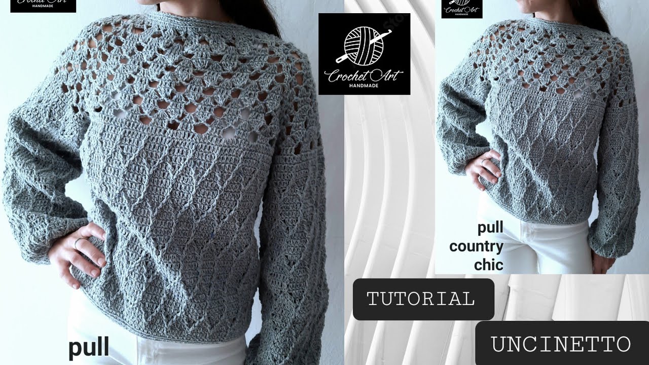 PULL  COUNTRY CHIC   tutorial crochet/uncinetto   embossed