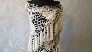 Шаль с  цветком Ч 1 Shawl with large flower Crochet Р 1