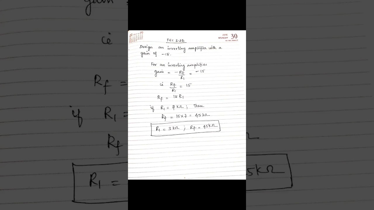 FEC 5.22. - Design an inverting amplifier with a gain of -15. Op-Amp -Circuit