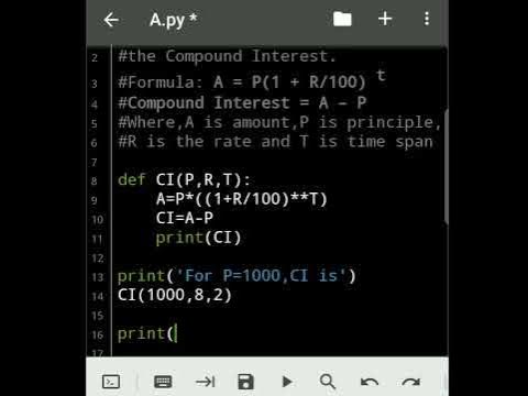 User defined #python program to calculate #compound #interest - YouTube
