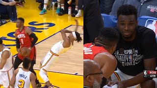 Russell Westbrook hits Damion Lee and exchanges words with the Warriors bench then gets ejected