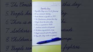 Cursive Writing | 10 Lines Essay on Republic Day | Cursive Handwriting Practice |English Handwriting