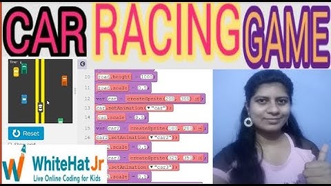 CAR RACING GAME CODE IN BLOCK MODE #WhitehatJr LEARN👩‍💻#CAR GAME CODE WITH SONG #lovelyspeaks #game