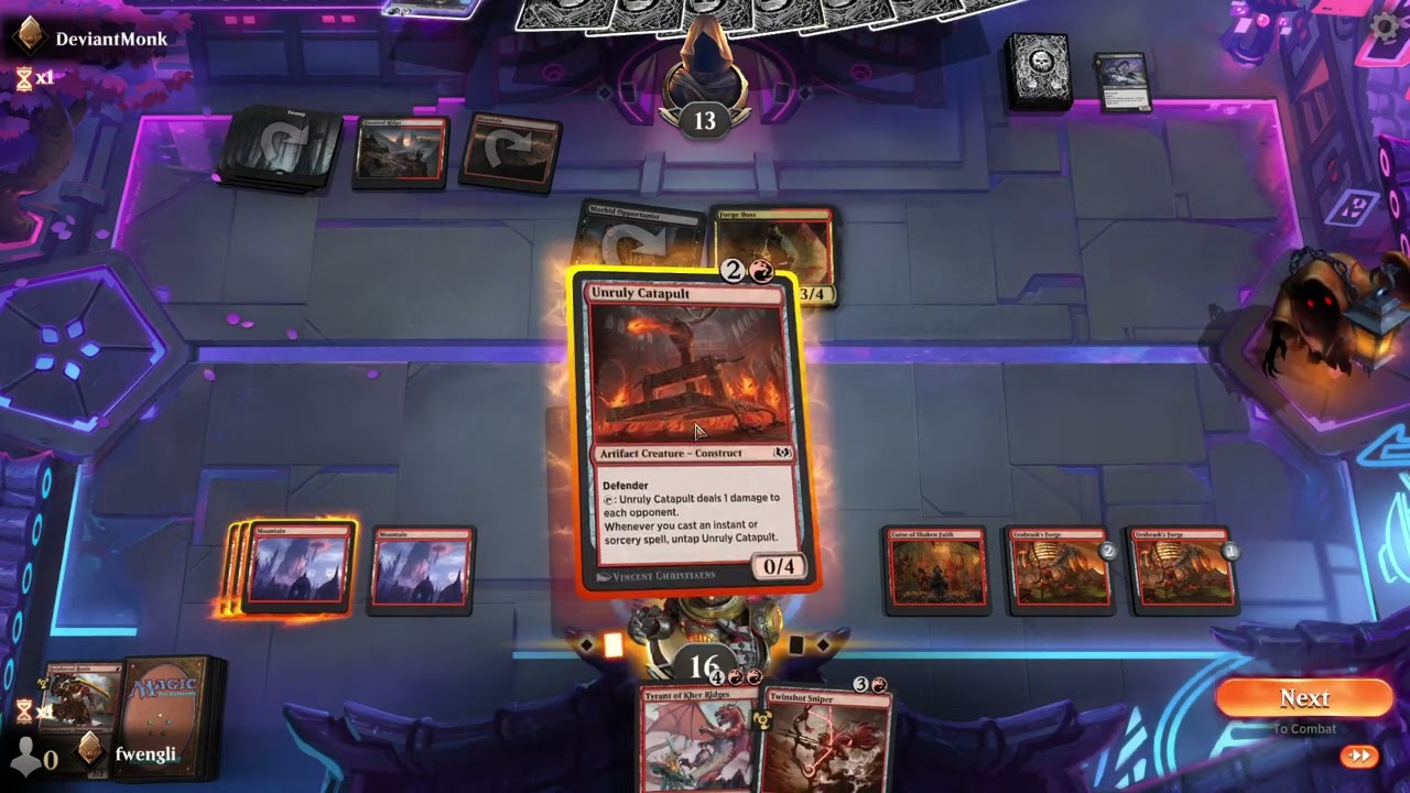 MtGA Oct. 2023 Season Standard Ranked fwengli(red) vs DeviantMonk(red/black)