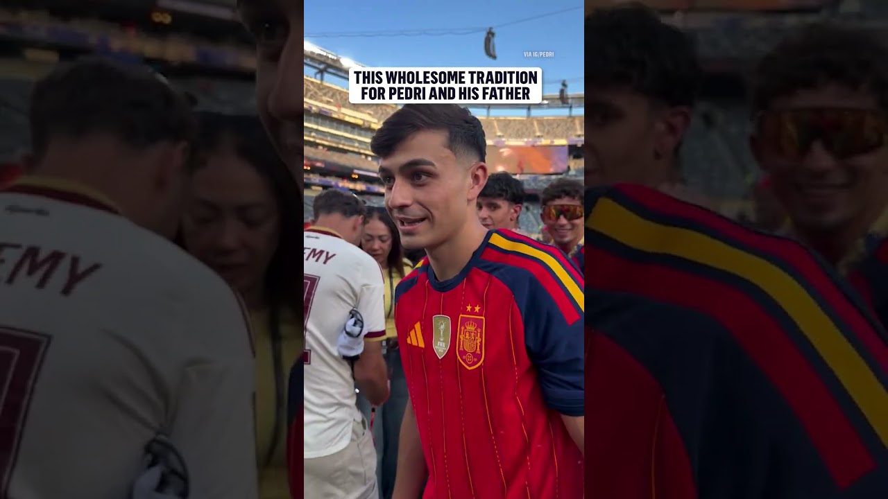 Pedri's dad wished to become a goalkeeper. Pedri pays tribute by taking a penalty against him
