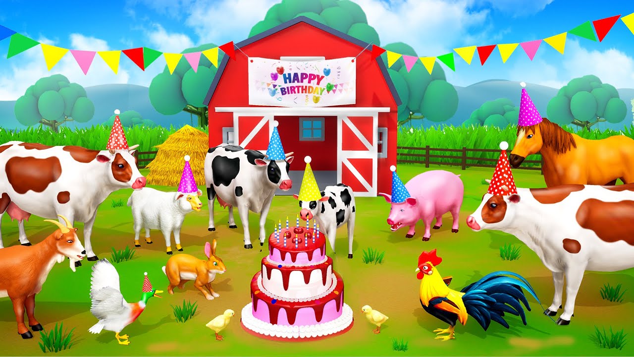 Crazy baby Cow Birthday Celebrations at Farm  Cow Cartoon Videos  Funny Animals TV