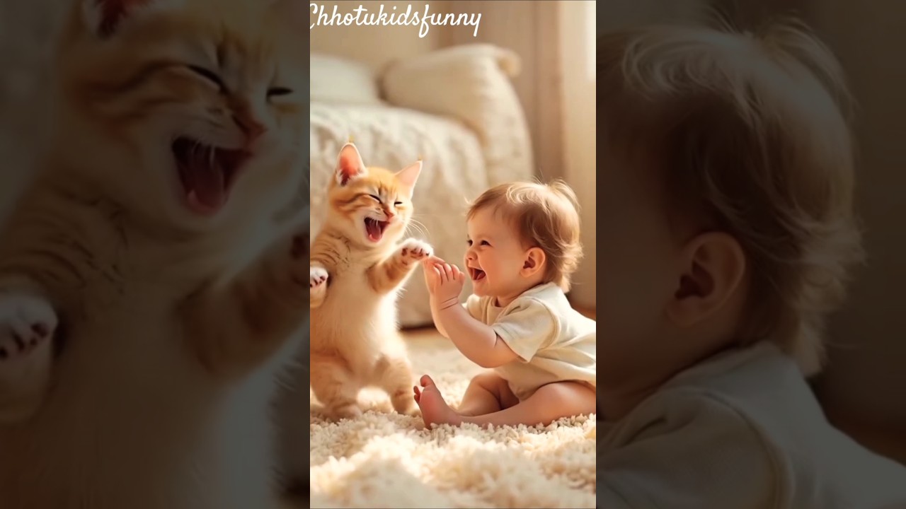 cute baby and cat 🐈