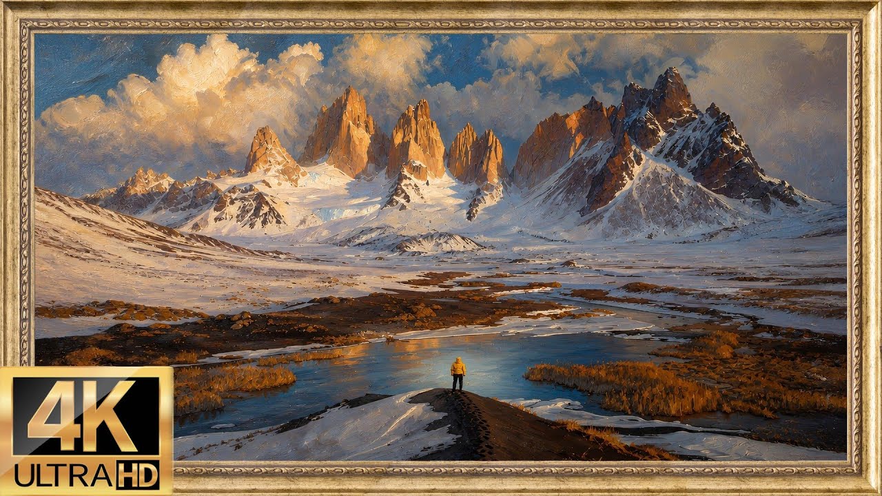 4K Misty Mountain Lake at Dusk | Landscape with Lone Wanderer