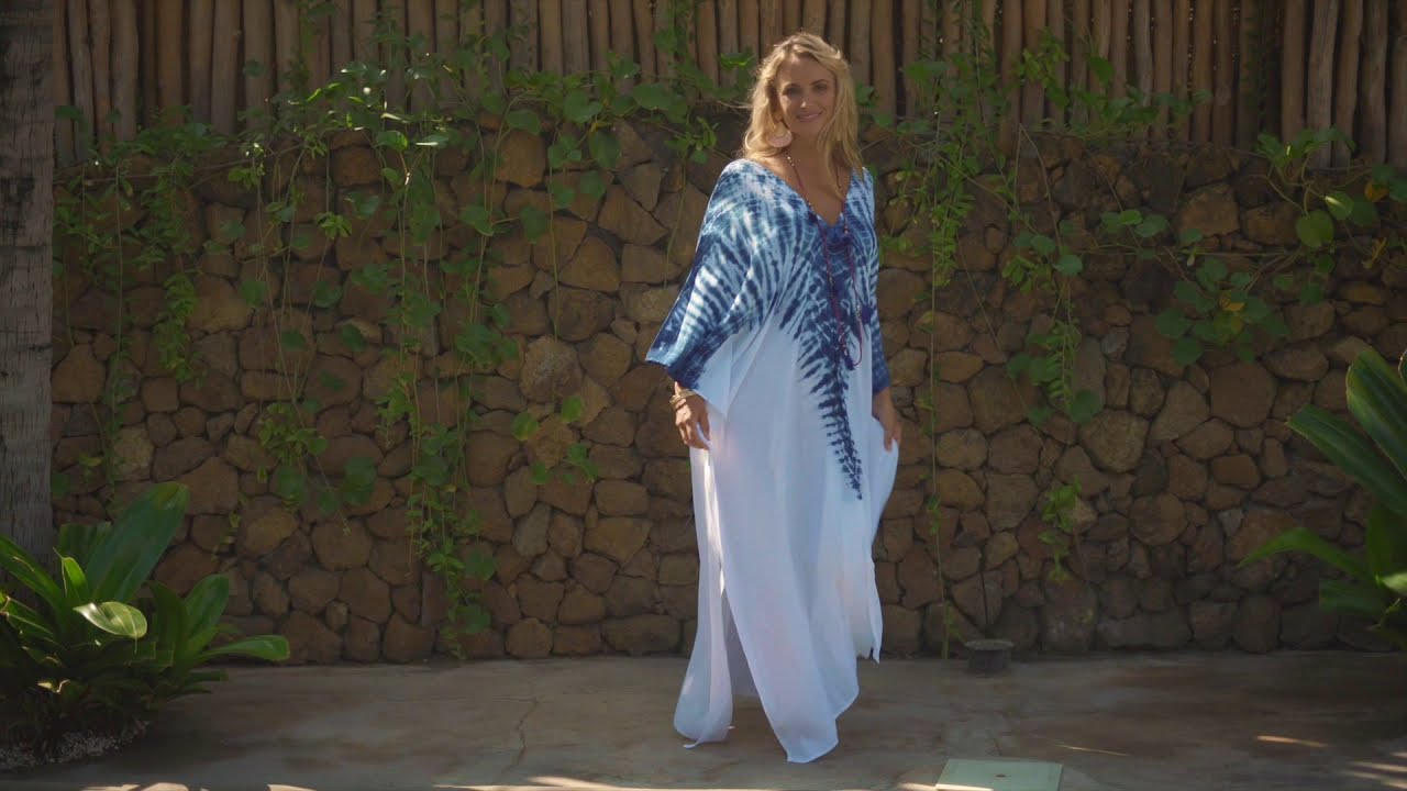 Back From Bali Womens Beach Kaftan Summer Maxi Dress Tie Dye