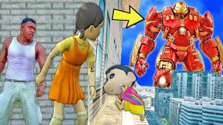 Franklin and Shinchan & Pinchan play HIDE AND KILL with Squid Game Doll In GTA 5