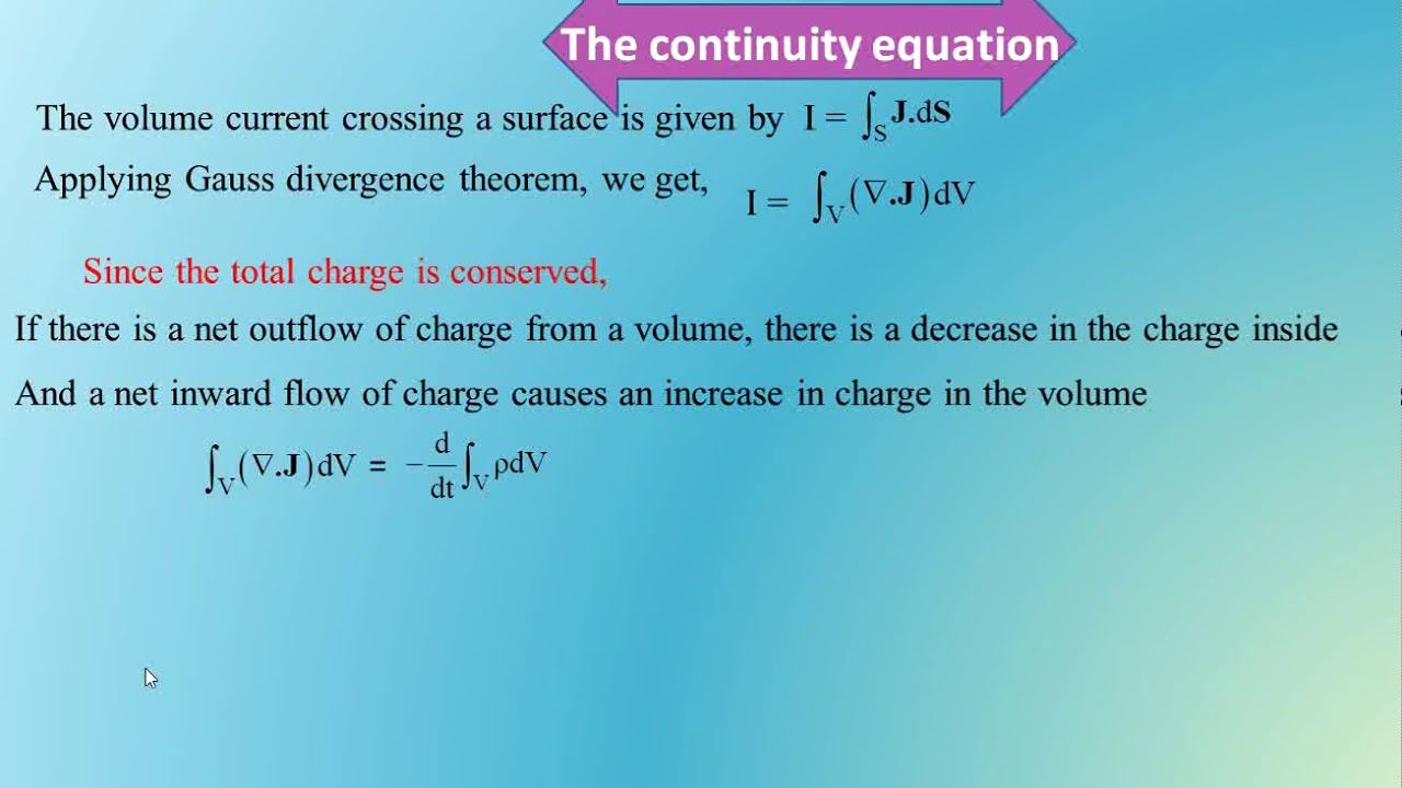 Continuity Equation YouTube