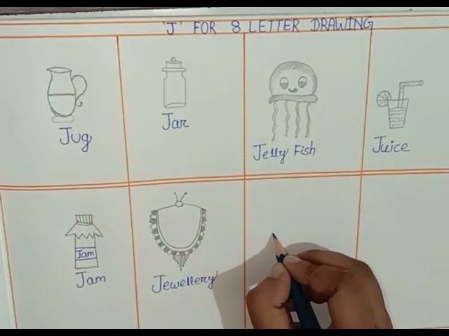 Let's draw object that start with letter'J' and drawing. class=