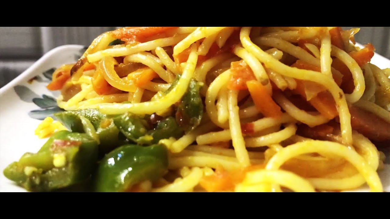 Vegetarian Spaghetti recipe (indian style) YouTube