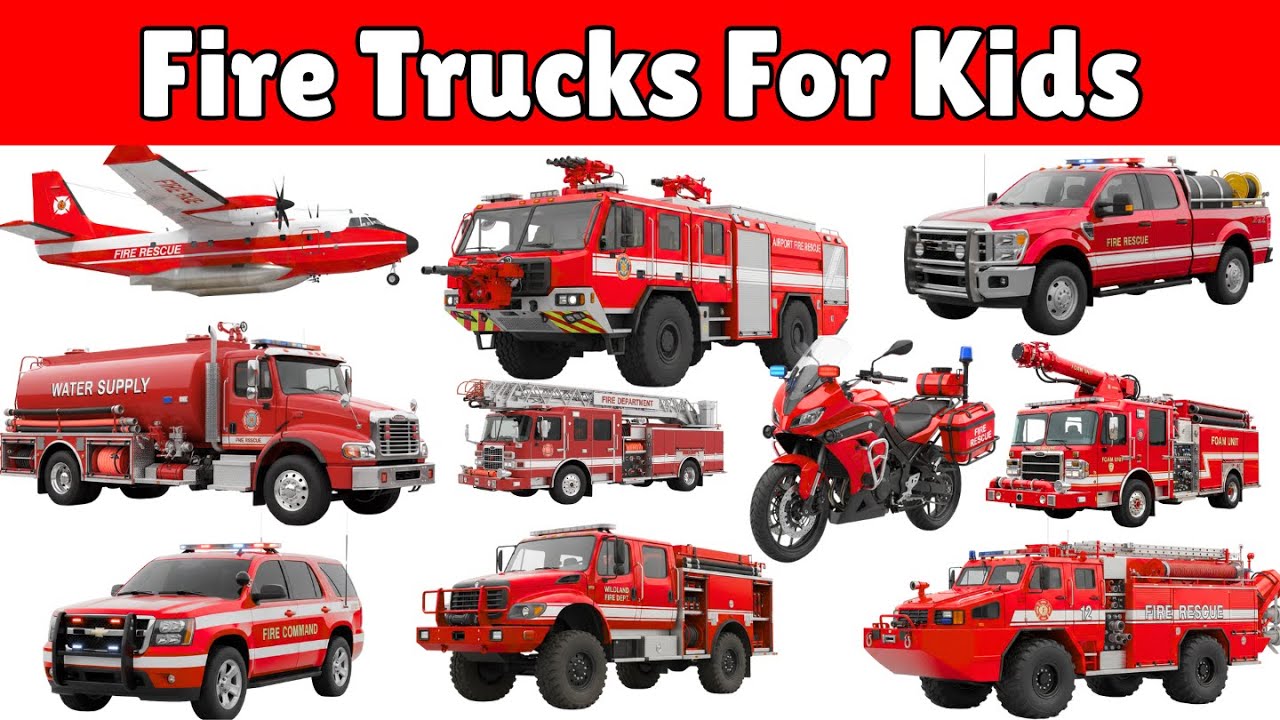Fire Engine Learning Fire Trucks for Kids | Learn Fire Vehicles Names and Sounds - YouTube
