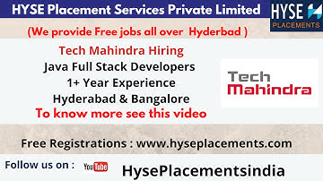 Tech Mahindra Hiring Java Full Stack Developers with 1+ Year Experience Hyderabad & Bangalore Hyse