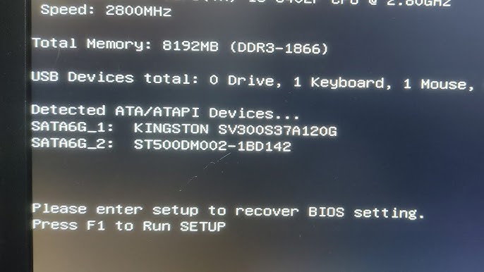 Mensagem Please enter setup to recover BIOS setting ao ligar o