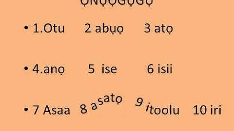 IGBO SONG OF NUMBERS EGWU ONUOGUGU IGBO