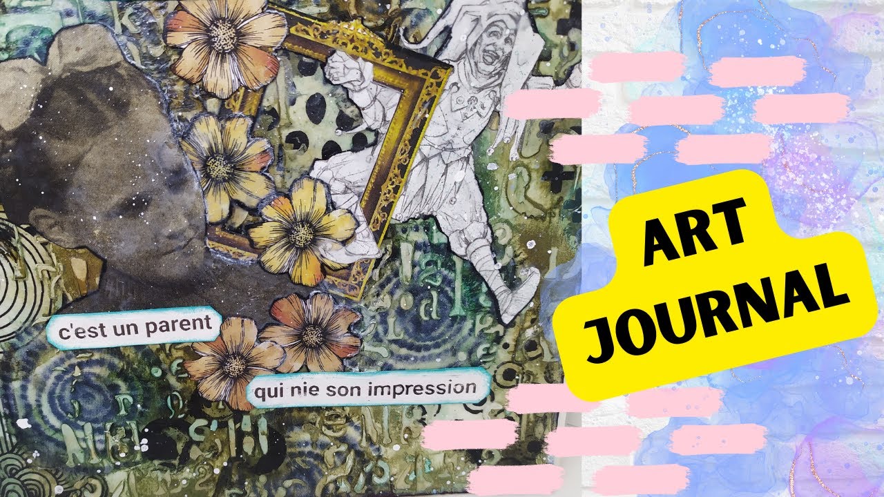 ART JOURNAL Aquacolor pochoir  Stamperia collage récup