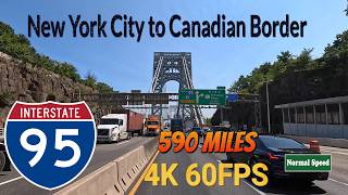 4K New York City to Canadian Border. I 95 North Interstate 95