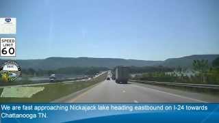 Driving Interstate 24 Eastbound into Chattanooga, TN to Interstate 75