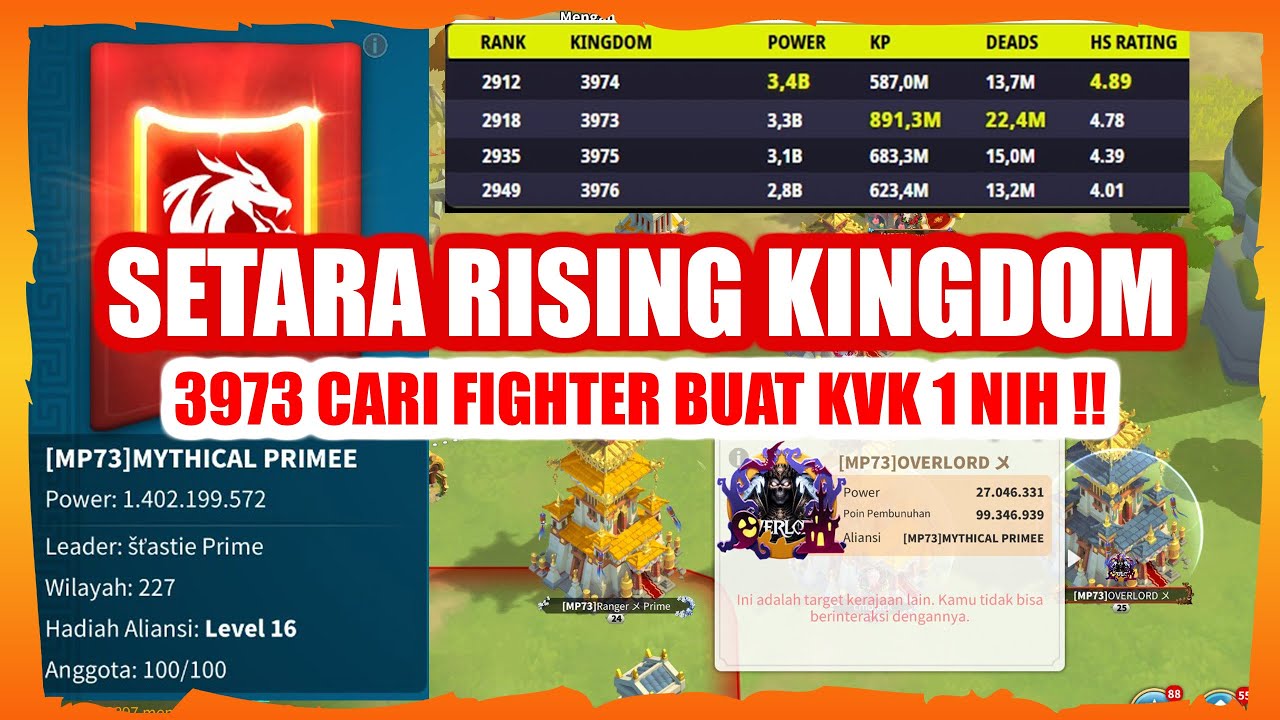 SETARA RISING KINGDOM DAN TANPA T5 DI BENUA COCOK UNTUK BAKU HANTAM KVK 1 ‼️