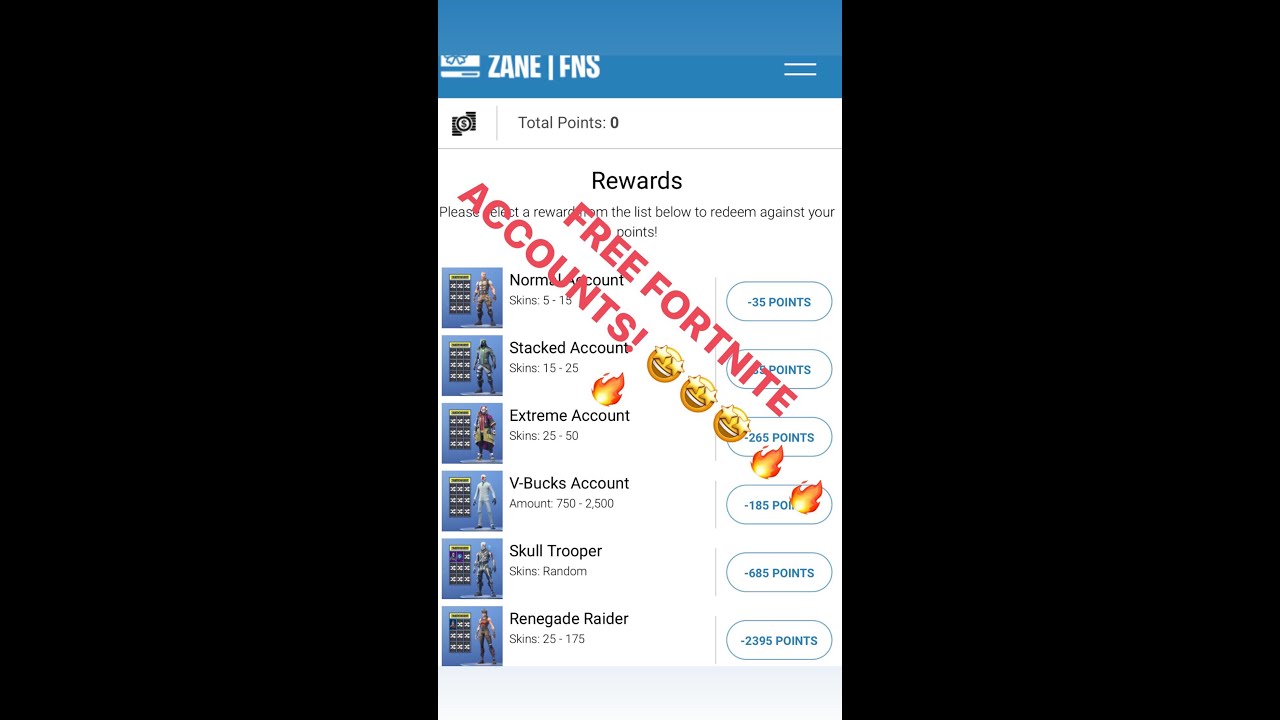 How To Get Free Fortnite Accounts On Zane Rewards 2020 Youtube