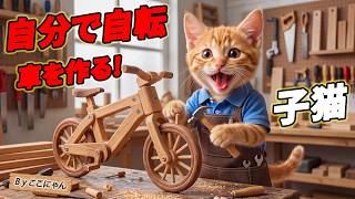 木工工芸　自転車　作者不明 感動】ここにゃん、木工職人デビュー…壊れた自転車を手作りで復活させ