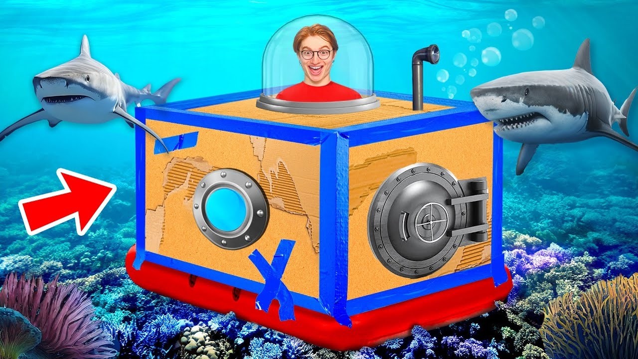 МЫ ЗАСТРЯЛИ в КАРТОННОЙ ПОДВОДНОЙ ЛАБОРАТОРИИ! СМОЖЕМ ЛИ МЫ ВЫБРАТЬСЯ?!