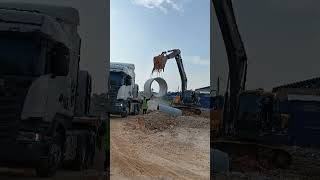 unloading manhole chamber ring.#semiloader #scaniatruck #r450 #30axle unloading manhole chamber ring.#semiloader #scaniatruck #r450 #30axle