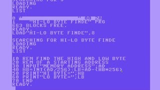 Find High And Low Bytes For A C64 Memory Address
