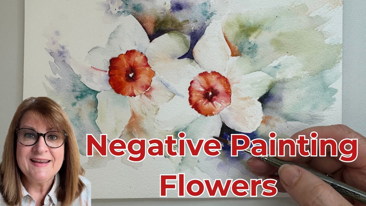Negative Painting Flowers in Watercolor | Easy Daffodil Tutorial for Beginners Part 2