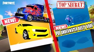 Fortnite New Secret poi Found buildings underwater also minimap  dusty roof Cars Ride Update v13.40