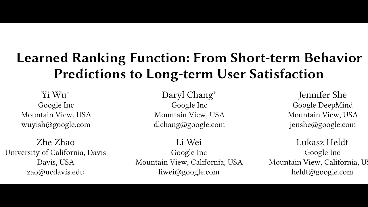 Behavior Ranking Learned Ranking Function: From Short-term Behavior Predictions to Long ...