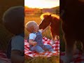 Golden Hour Magic: Baby Meets Miniature Horse | Drone Cinematography
