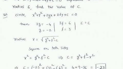 if x^2+y^2-4x+6y+c=0 represents a circle with radius 6. then find the value of c.