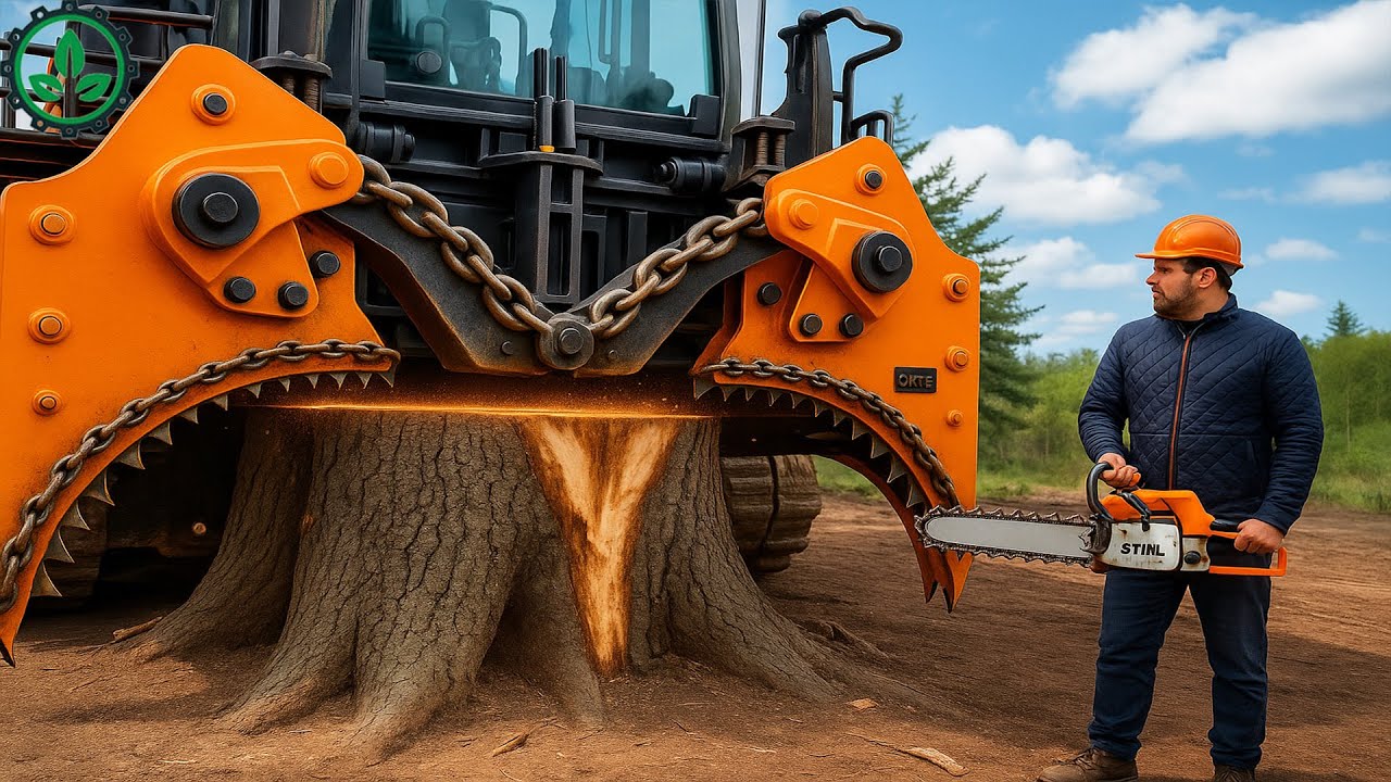 Dangerous Fastest Chainsaw Cutting Tree Machine Skills | Monster Stump ...