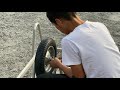 一輪車のタイヤ交換