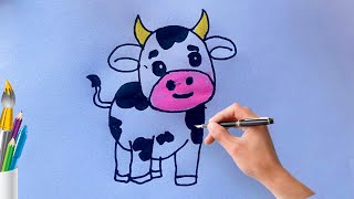 How to draw a cow | cow drawing for beginners | step by step cow drawing #pasiart