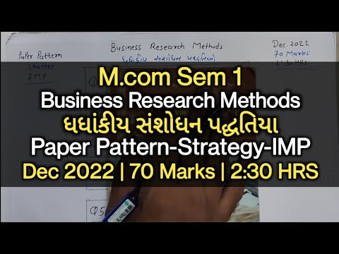 Business Research Methods | Paper Pattern-Strategy-IMP | M.com Sem 1 | Dec 2022